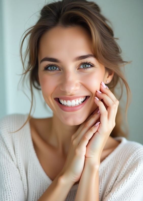 لبخند طبیعی و زیبا پس از انجام لمینیت دندان فک بالا در کلینیک مارکیز